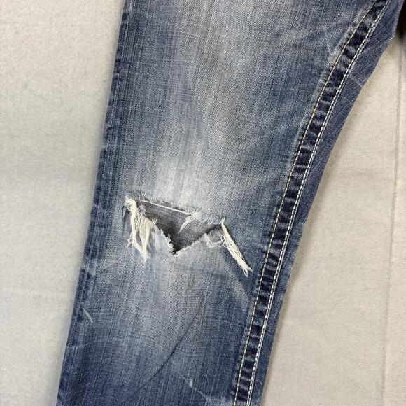 BKE Carter Jeans Mens 31R Blue Med Wash Distressed Straight Leg Modern Fit Denim - Picture 9 of 9